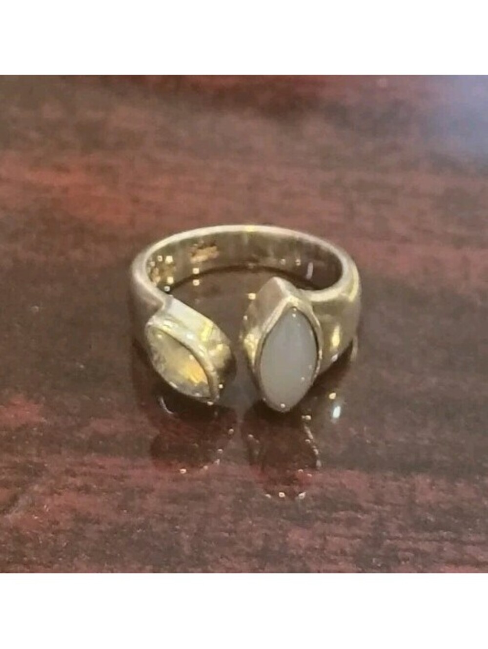 Sajen Sterling Silver 925 Marquise RARE Moonstone Chalcedony Bypass Ring Size 5